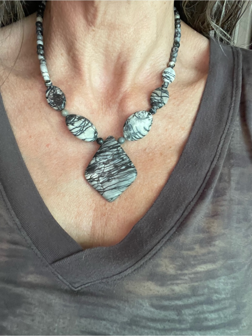 Jay King Zebra Jasper statement necklace with sterling silver closure